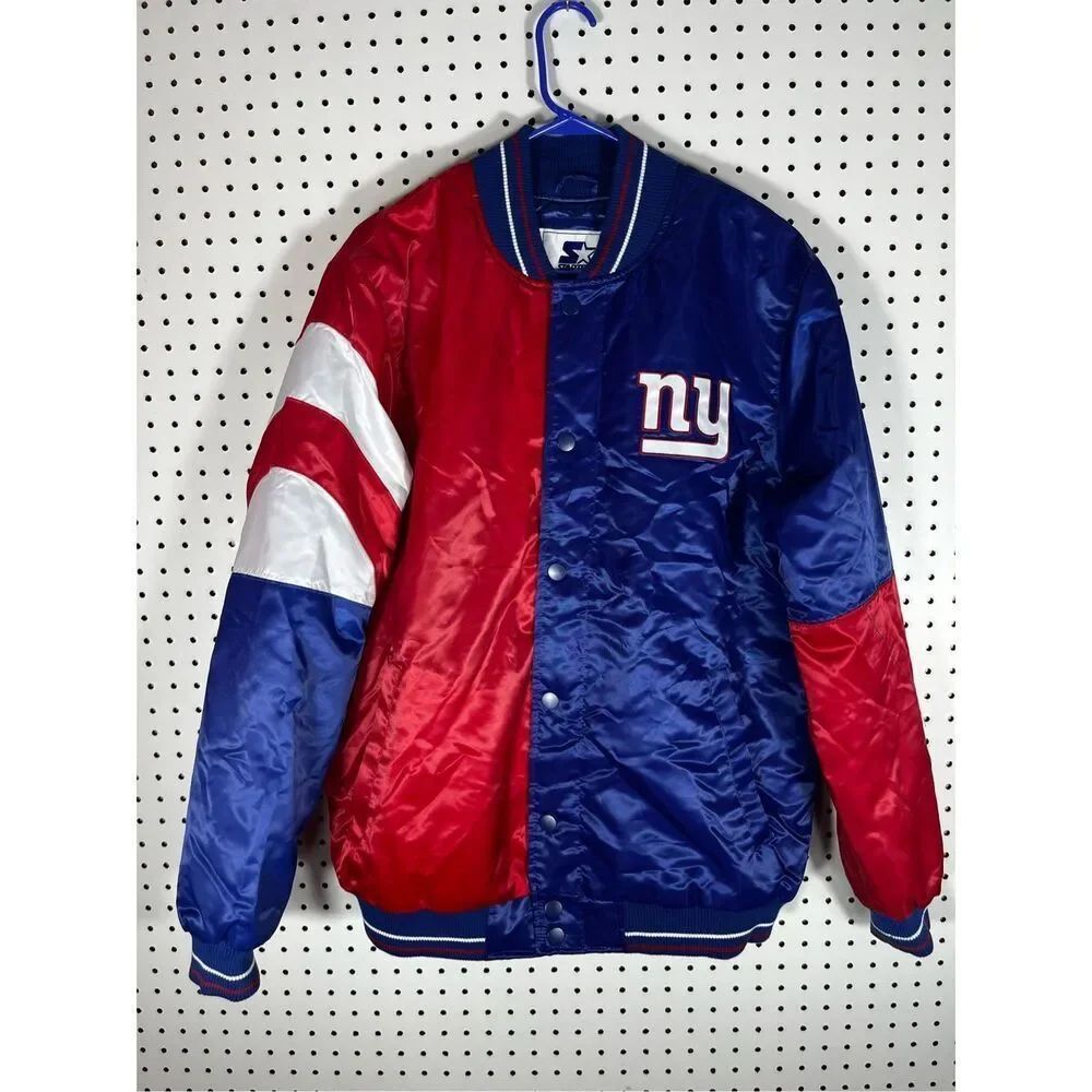 NY Giants starter satin bomber jacket size L